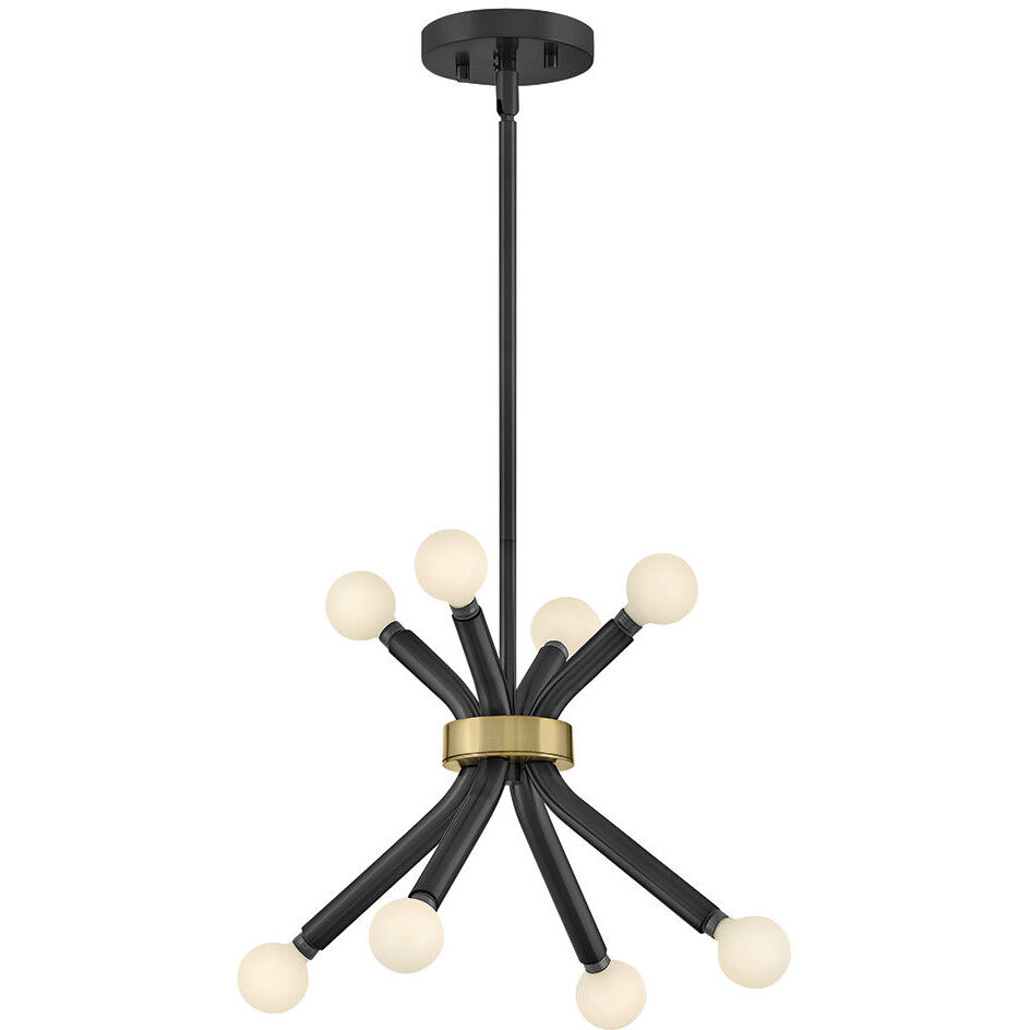 Axton 8 Light 12.5 inch Black with Lacquered Brass Convertible Pendant Ceiling Light