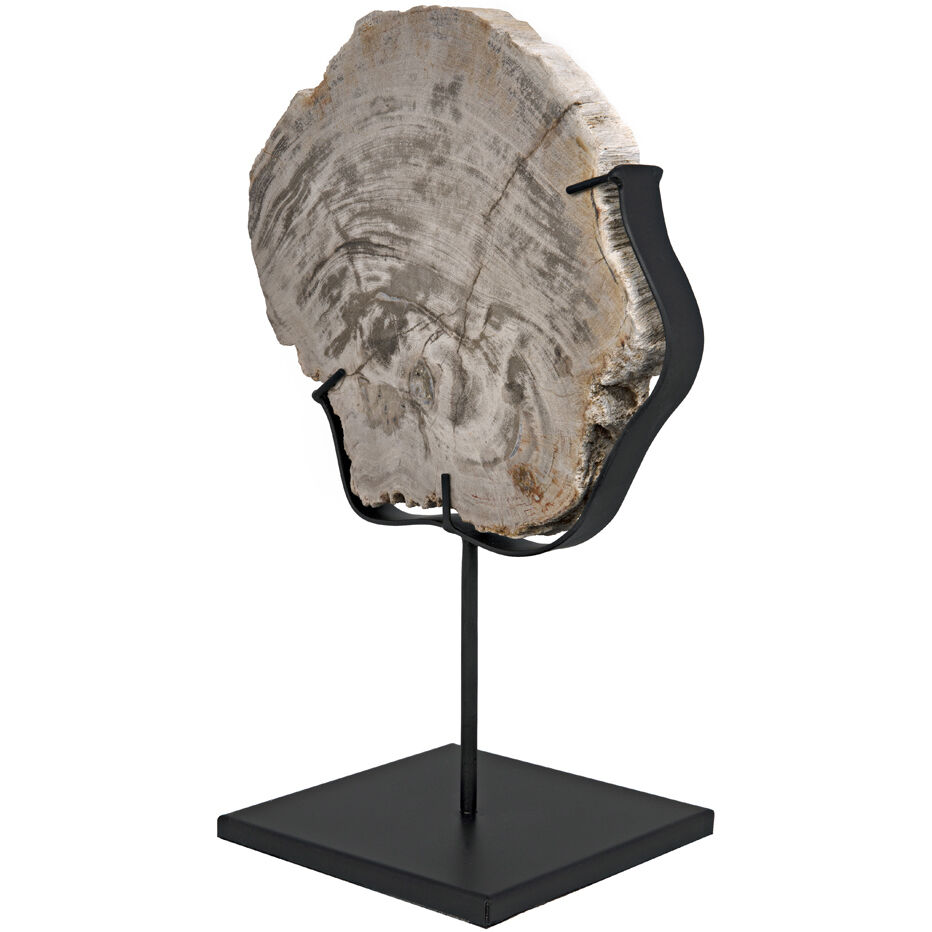 Wood Fossil Matte Black Statue