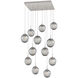 Aster LED LED Beige Silver Chandelier Ceiling Light, Square Multi-Port