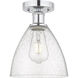 Edison Bristol Glass 1 Light 8 inch Brushed Satin Nickel Semi-Flush Mount Ceiling Light in Clear Glass