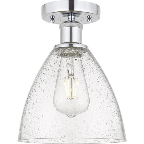 Edison Bristol Glass 1 Light 8 inch Brushed Satin Nickel Semi-Flush Mount Ceiling Light in Clear Glass