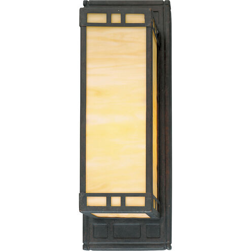 Arts and Crafts 1 Light 14 inch Weathered Bronze Bath Vanity Wall Light