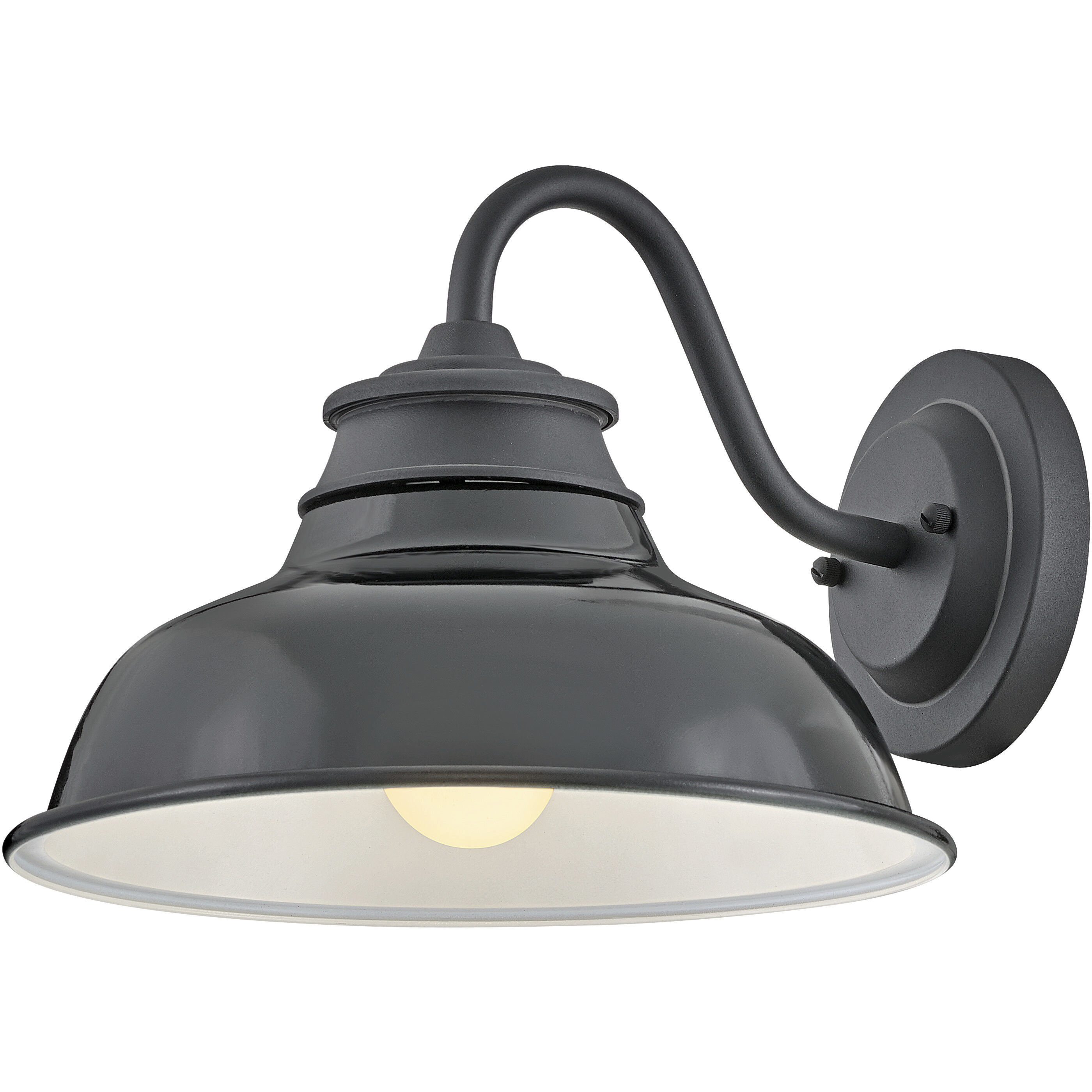 Wallace Outdoor Barn Light in Museum Black with Gloss Black, Gooseneck