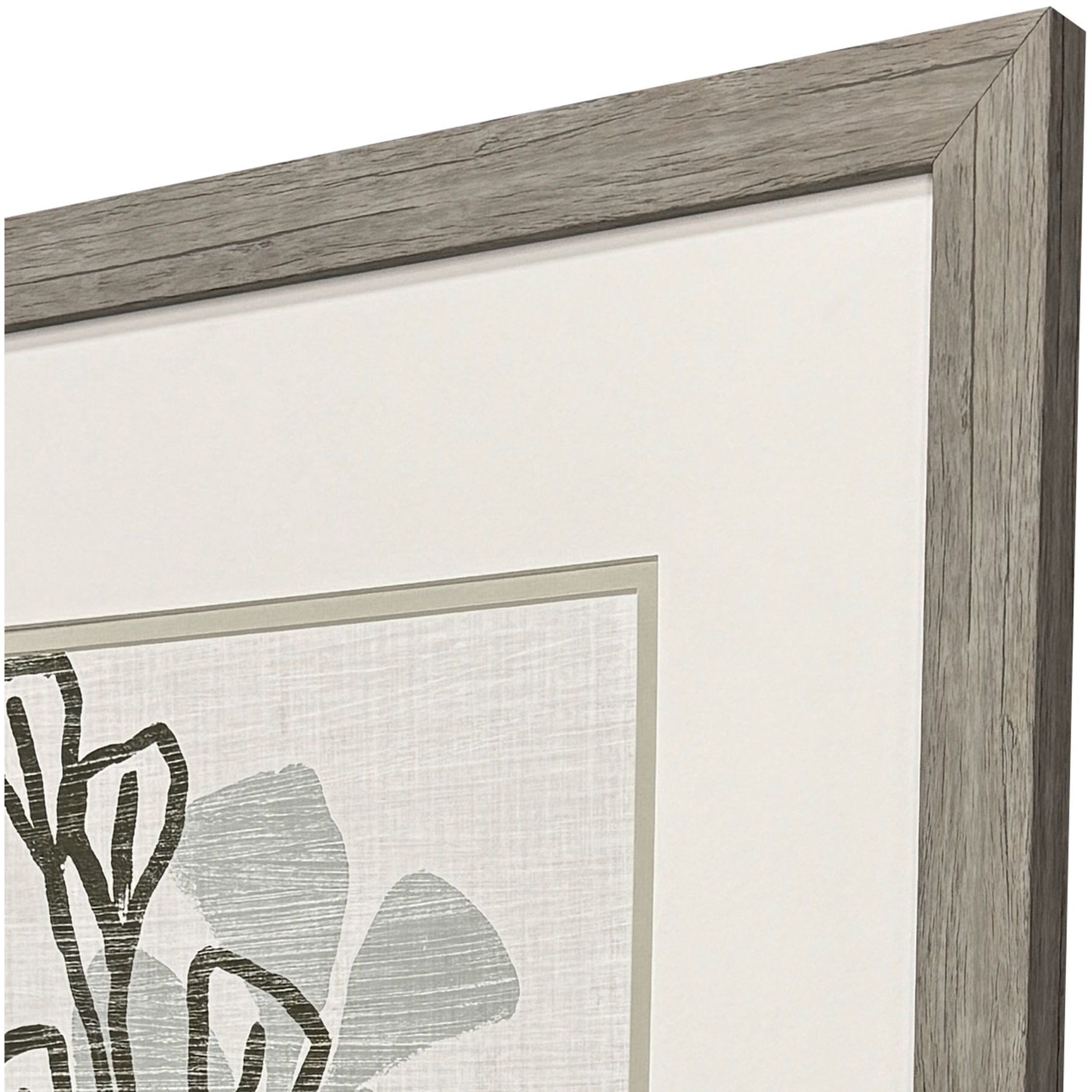 Coral Blockprint Green and Gray and Neutral Framed Art, Propac
