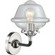 Nouveau Small Oxford 1 Light 8 inch Black Polished Nickel Sconce Wall Light in Clear Glass, Nouveau