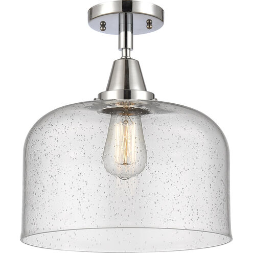 Franklin Restoration X-Large Bell 1 Light 12 inch Polished Chrome Flush Mount Ceiling Light in Seedy Glass