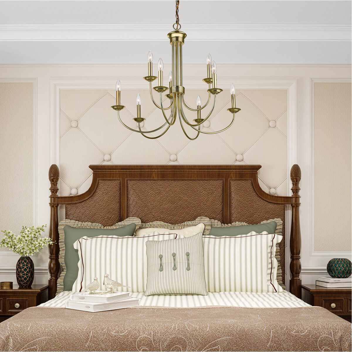 Estate 9 Light 30 inch Polished Brass Chandelier Ceiling Light