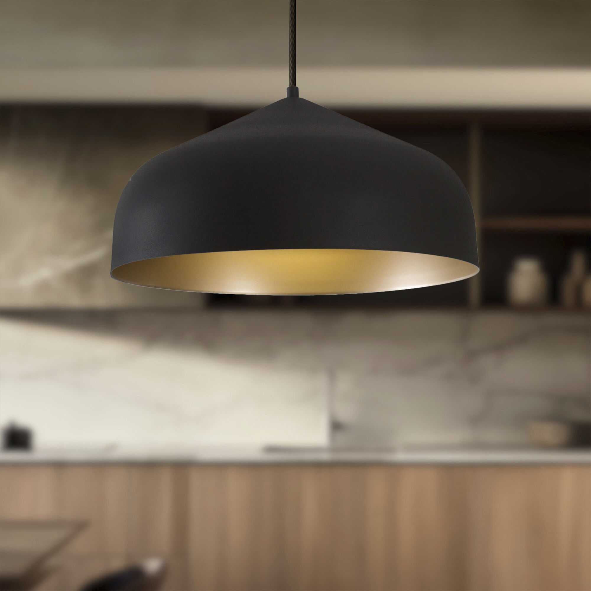 Helena Pendant Ceiling Light in Black and Gold