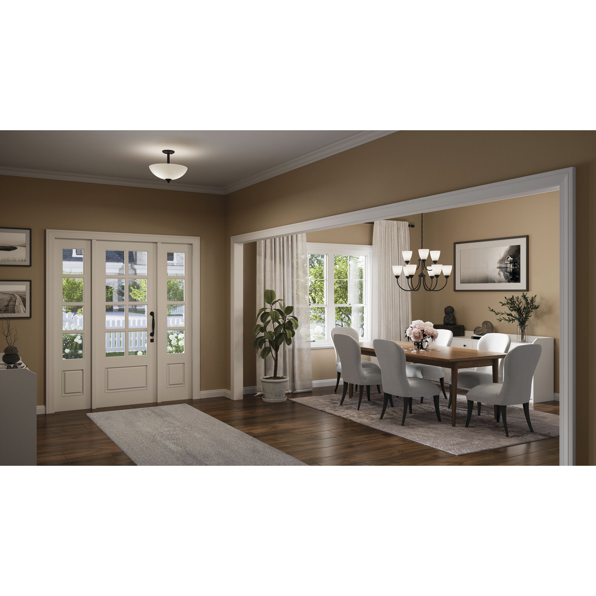 Jolie 2 Light Black Inverted Pendant/Semi Flush Ceiling Light in Incandescent