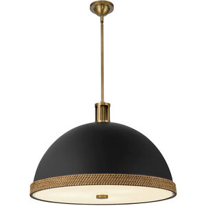 Doral 3 Light 24.25 inch Matte Black and Vintage Brass Pendant Ceiling Light