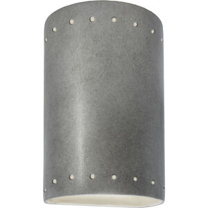 Ambiance Cylinder LED 9.5 inch Antique Silver Outdoor Wall Sconce, Small