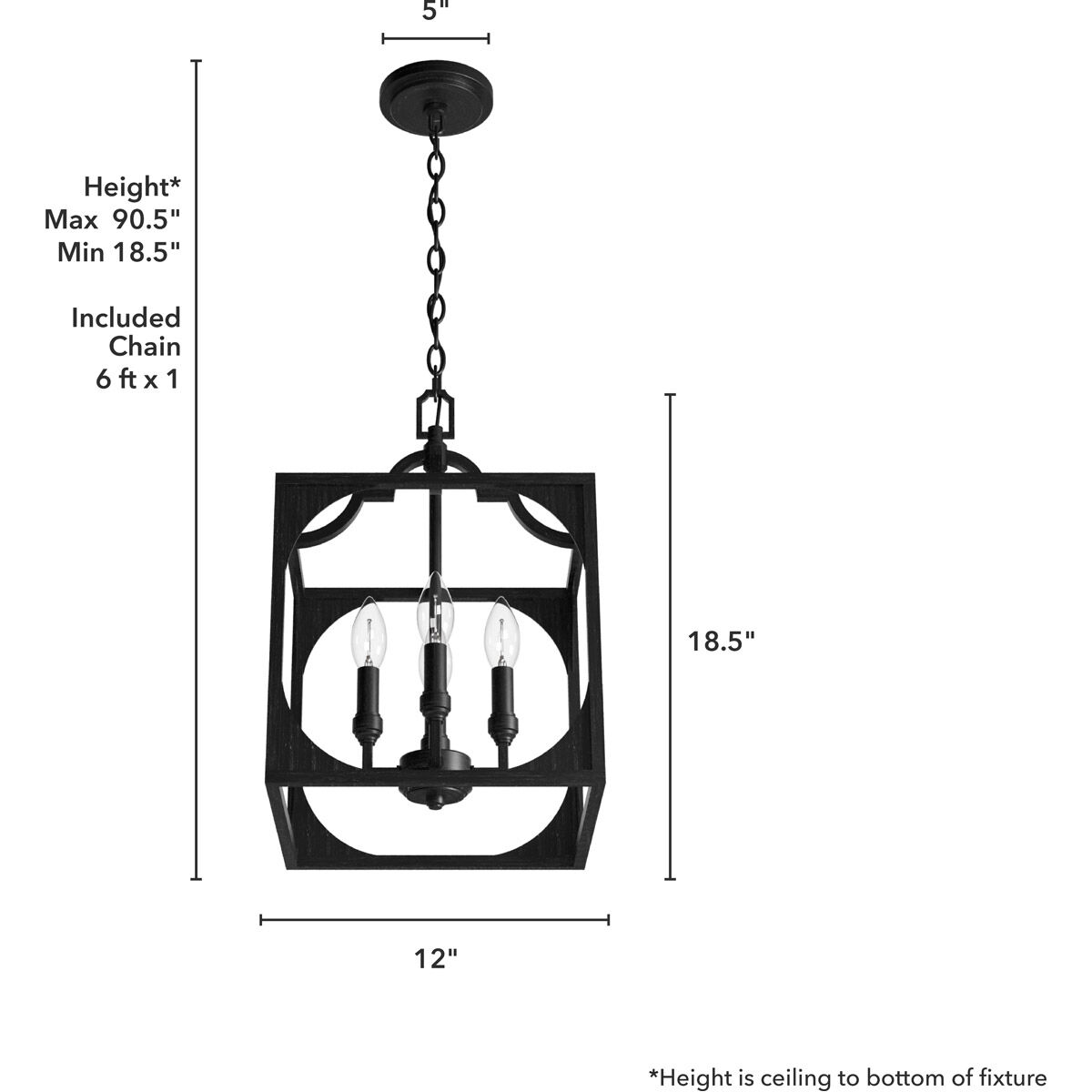 Highland Hill 4 Light 12 inch Rustic Iron Pendant Ceiling Light