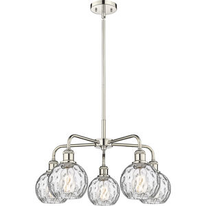 Athens Water Glass 5 Light 23.88 inch Polished Nickel and Clear Water Glass Chandelier Ceiling Light