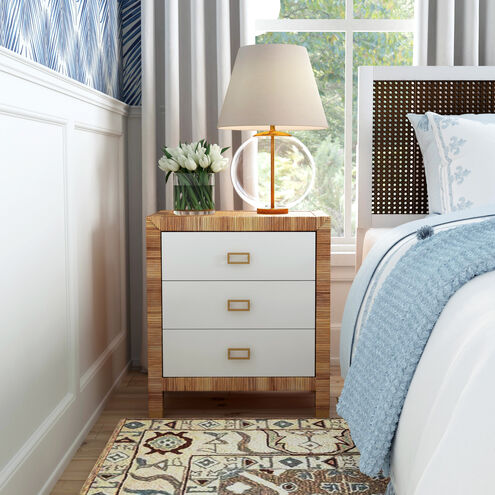 Corfu 3 Drawer Rattan Nightstand in Natural and White