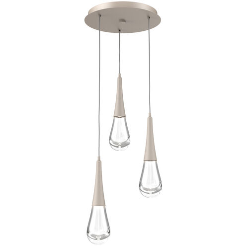Rain Drop LED 17.4 inch Beige Silver Chandelier Ceiling Light in 3000K LED, Metallic Beige Silver, Multi-Port