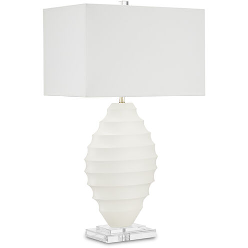 Abbeville 30.5 inch 150 watt White and Clear with Polished Brass Table Lamp Portable Light