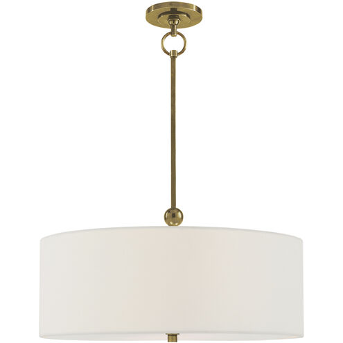 Thomas O'Brien Reed 2 Light 22 inch Hand-Rubbed Antique Brass Hanging Shade Ceiling Light in Linen