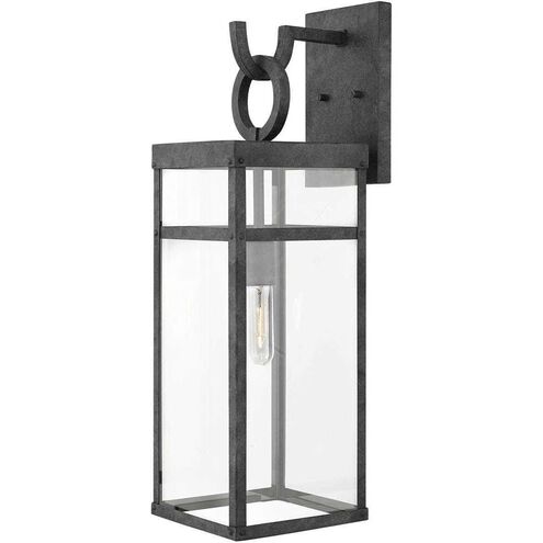 Estate Series Porter Outdoor Wall Mount Lantern in Aged Zinc, Non-LED, Open Air