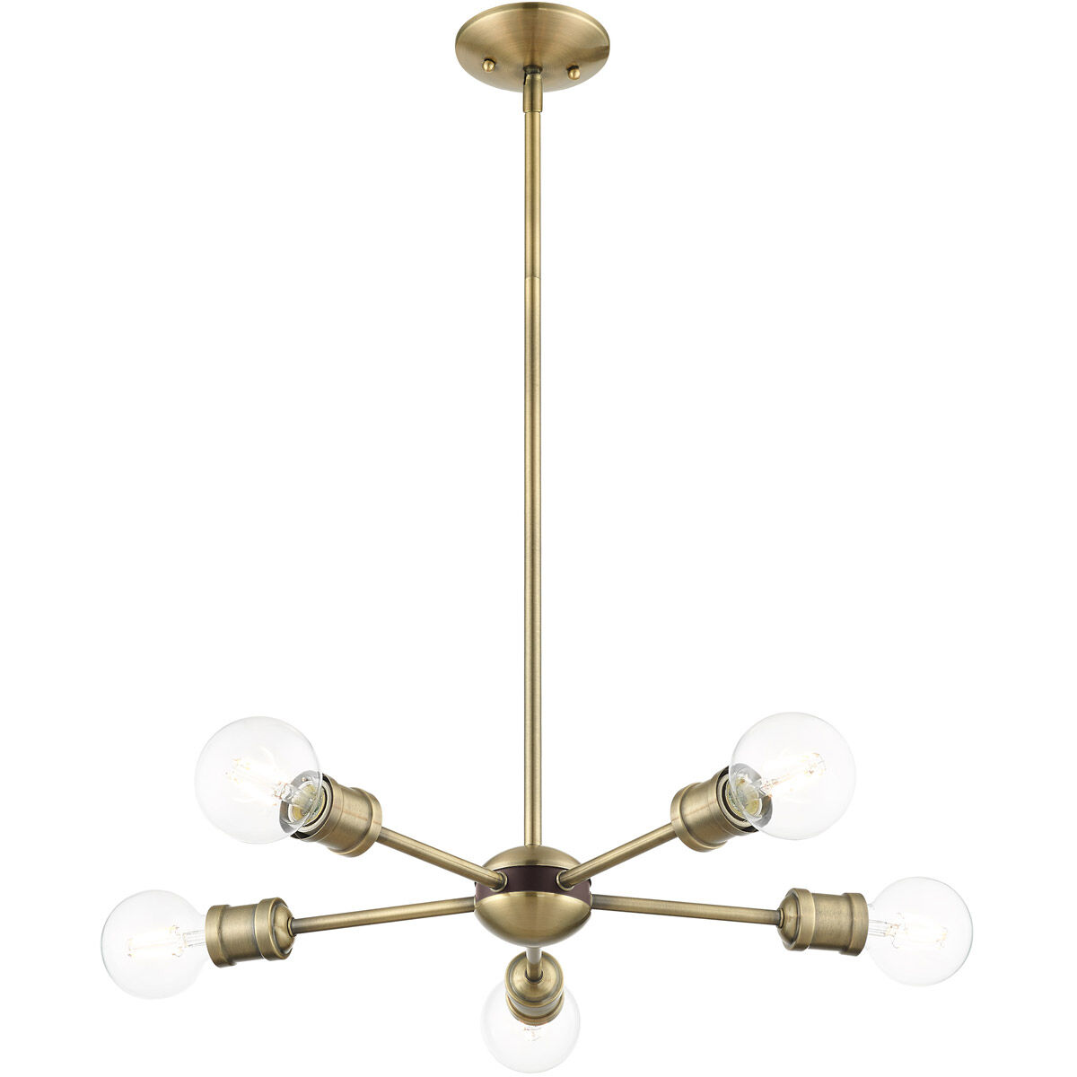 Lansdale 5 Light 19 inch Antique Brass with Bronze Accents Chandelier Ceiling Light