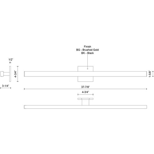 Vera LED 37.88 inch Brushed Gold Bath Vanity Light Wall Light