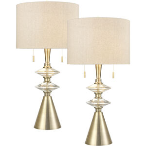 Annetta 33 inch 60.00 watt Antique Brass with Clear Table Lamp Portable Light, Set of 2