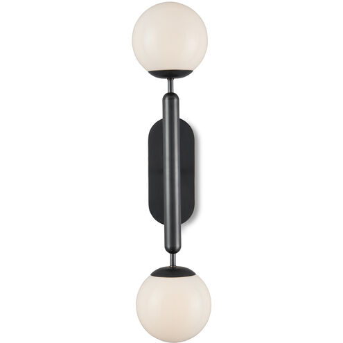 Barbican 2 Light 6.5 inch Oil Rubbed Bronze and White Bath Sconce Wall Light