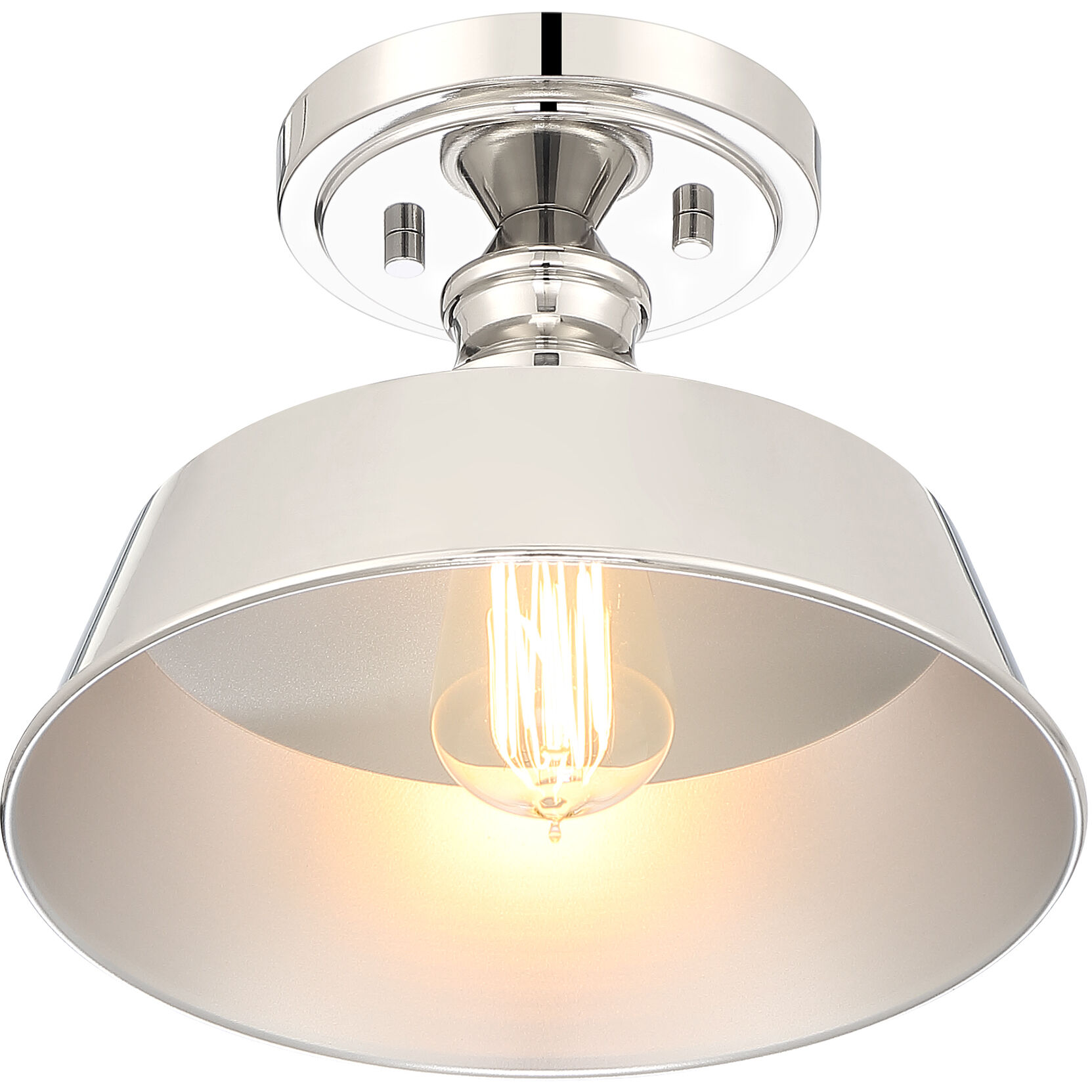 Vintage 1 Light 10 inch Polished Nickel Semi-Flush Ceiling Light