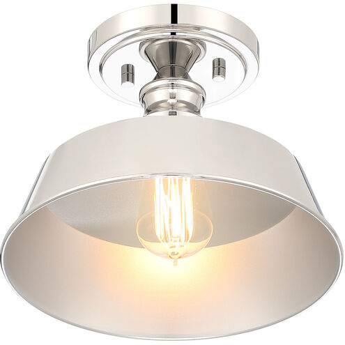 Vintage 1 Light 10 inch Polished Nickel Semi-Flush Ceiling Light