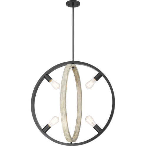 Augusta 4 Light 24.63 inch Black and Gray Wood Pendant Ceiling Light
