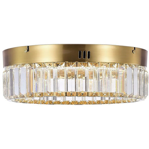 Stella LED 13.75 inch Brushed Brass Flush Mount Ceiling Light in Black and Brass