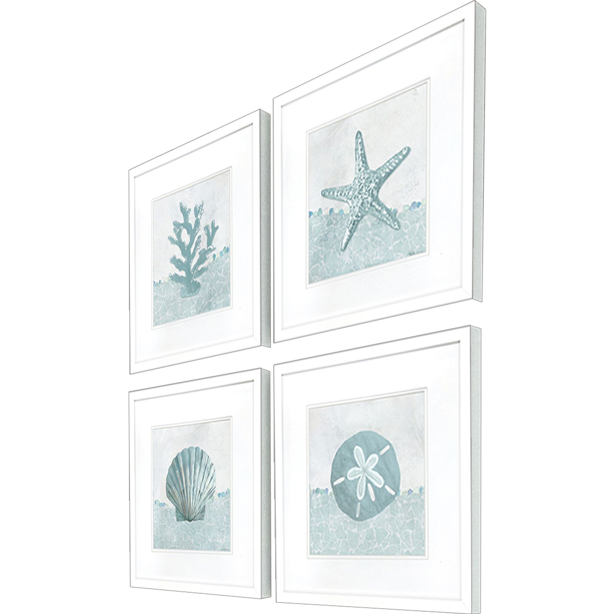 Coastal Mosaic Blue and Turquoise and Gray Framed Art, Propac