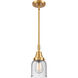 Franklin Restoration Small Bell LED 5 inch Satin Gold Mini Pendant Ceiling Light in Seedy Glass