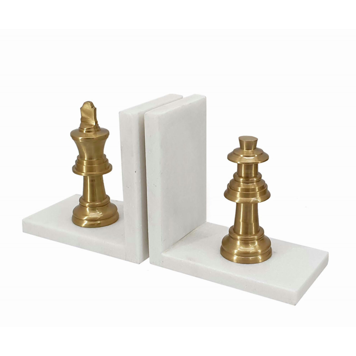 Anita 5.5 X 3.1 inch White and Gold Book Ends