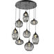 Misto 8 Light 30.6 inch Matte Black Chandelier Ceiling Light in Misto Smoke, Round Multi-Port