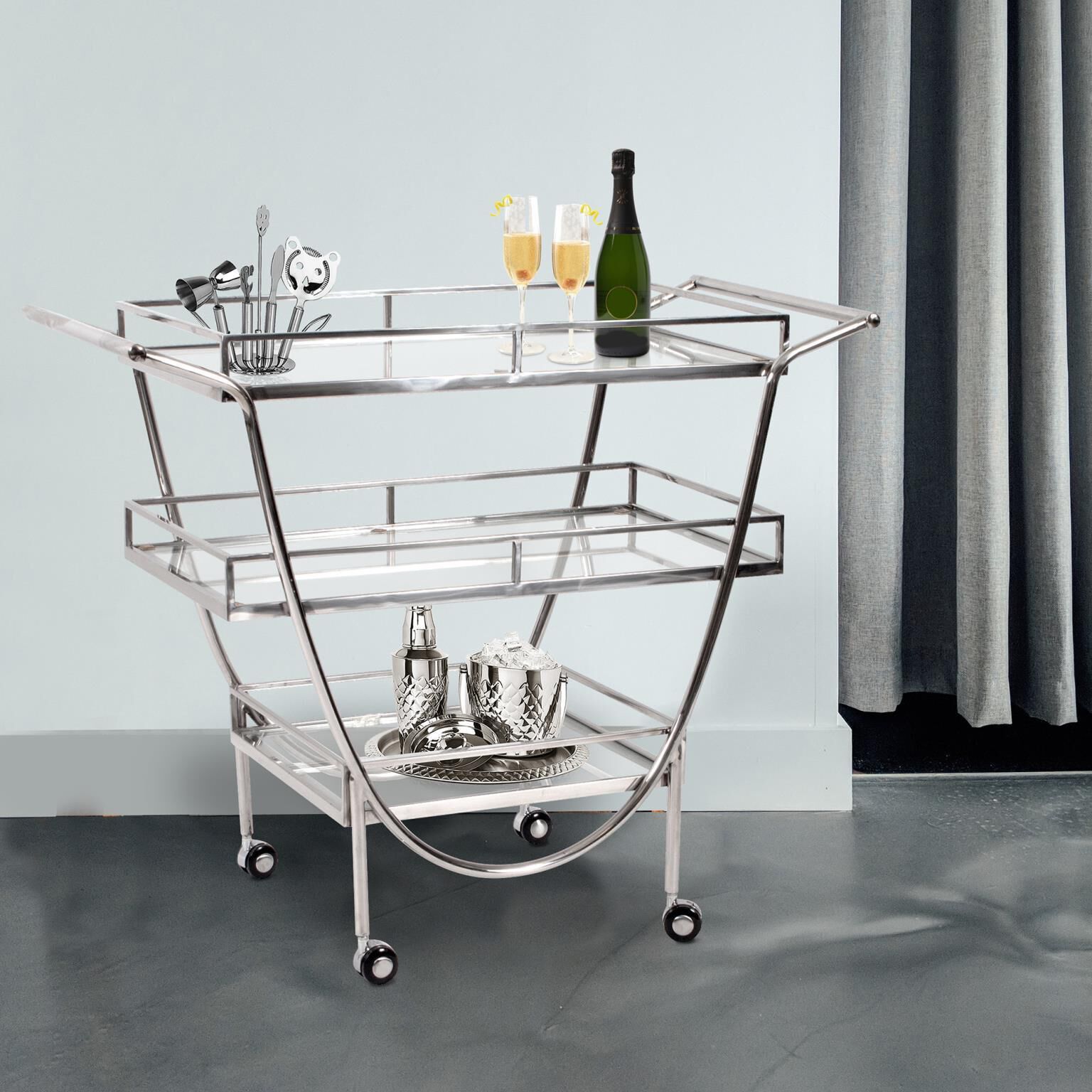 Carter Silver Bar Cart