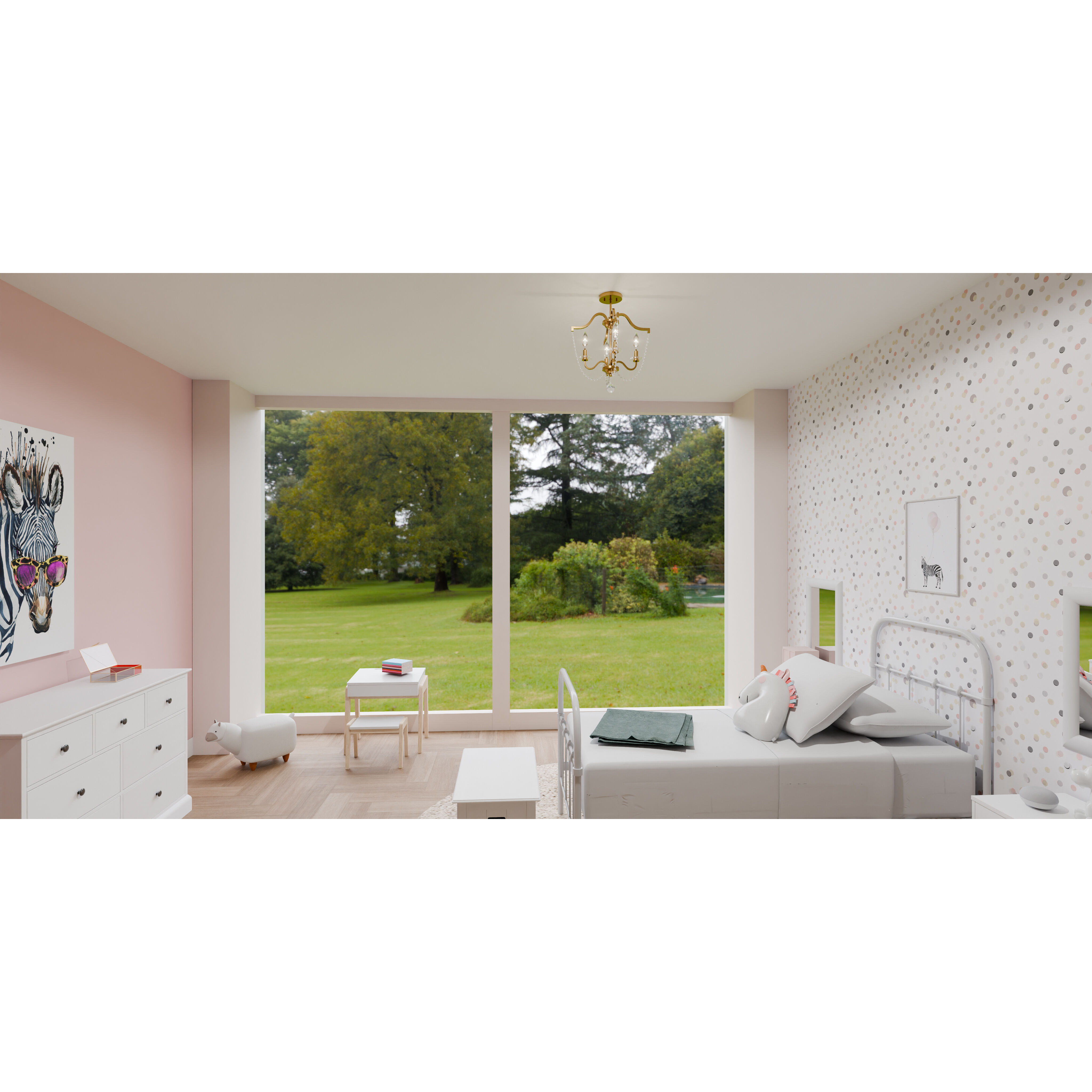 Sunday 4 Light 16 inch Aged Brass Semi-Flush Mount Ceiling Light