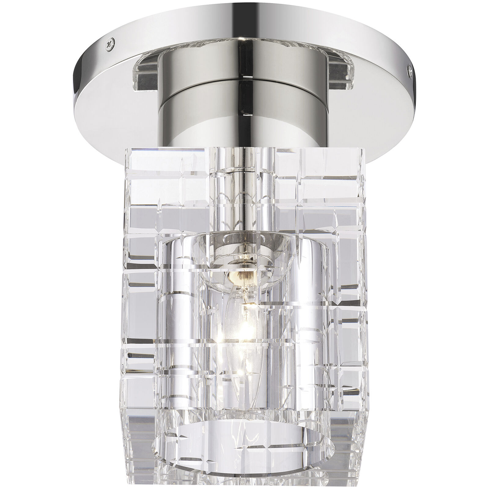 Rotterdam 1 Light 7 inch Polished Nickel Crystal Semi-Flush Ceiling Light