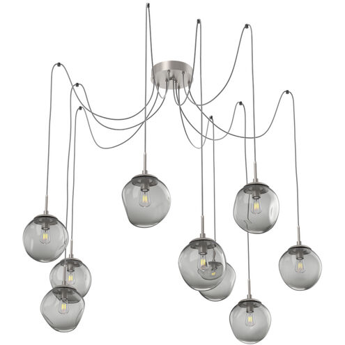 Aster 9 Light 18.7 inch Metallic Beige Silver Swag Multi-Pendant Ceiling Light in Smoke