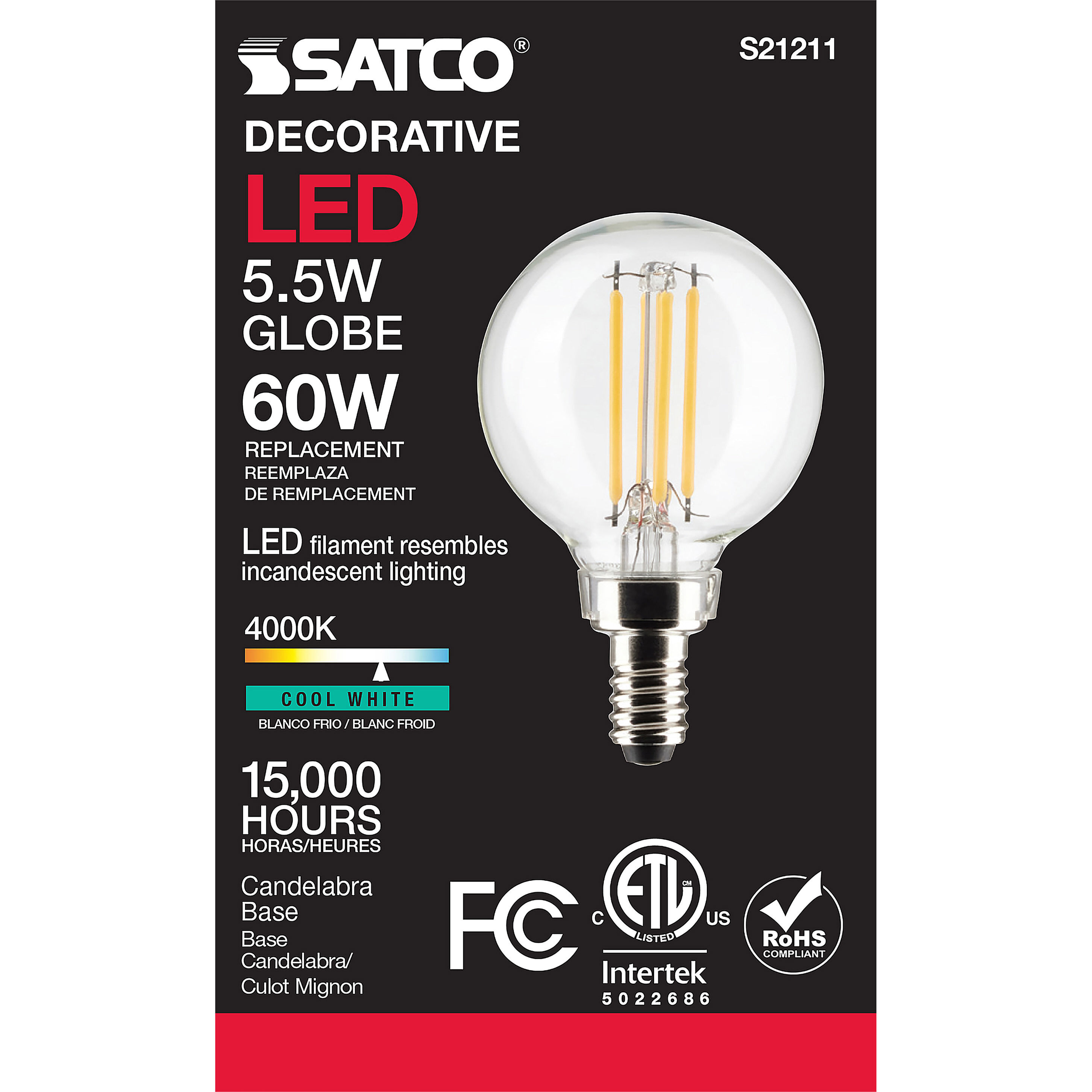 Lumos LED Candelabra Candelabra 5.50 watt 4000K LED Filament