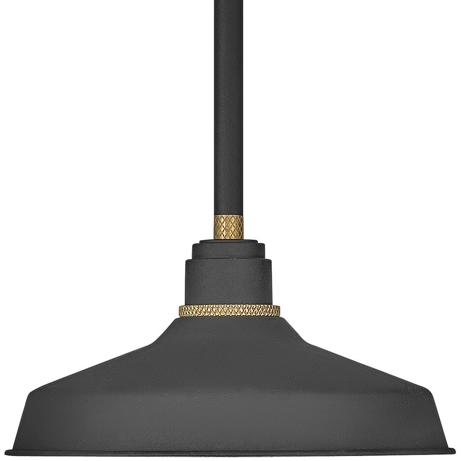 Foundry Classic 1 Light 9.5 inch Textured Black with Brass Outdoor Pendant Barn Light