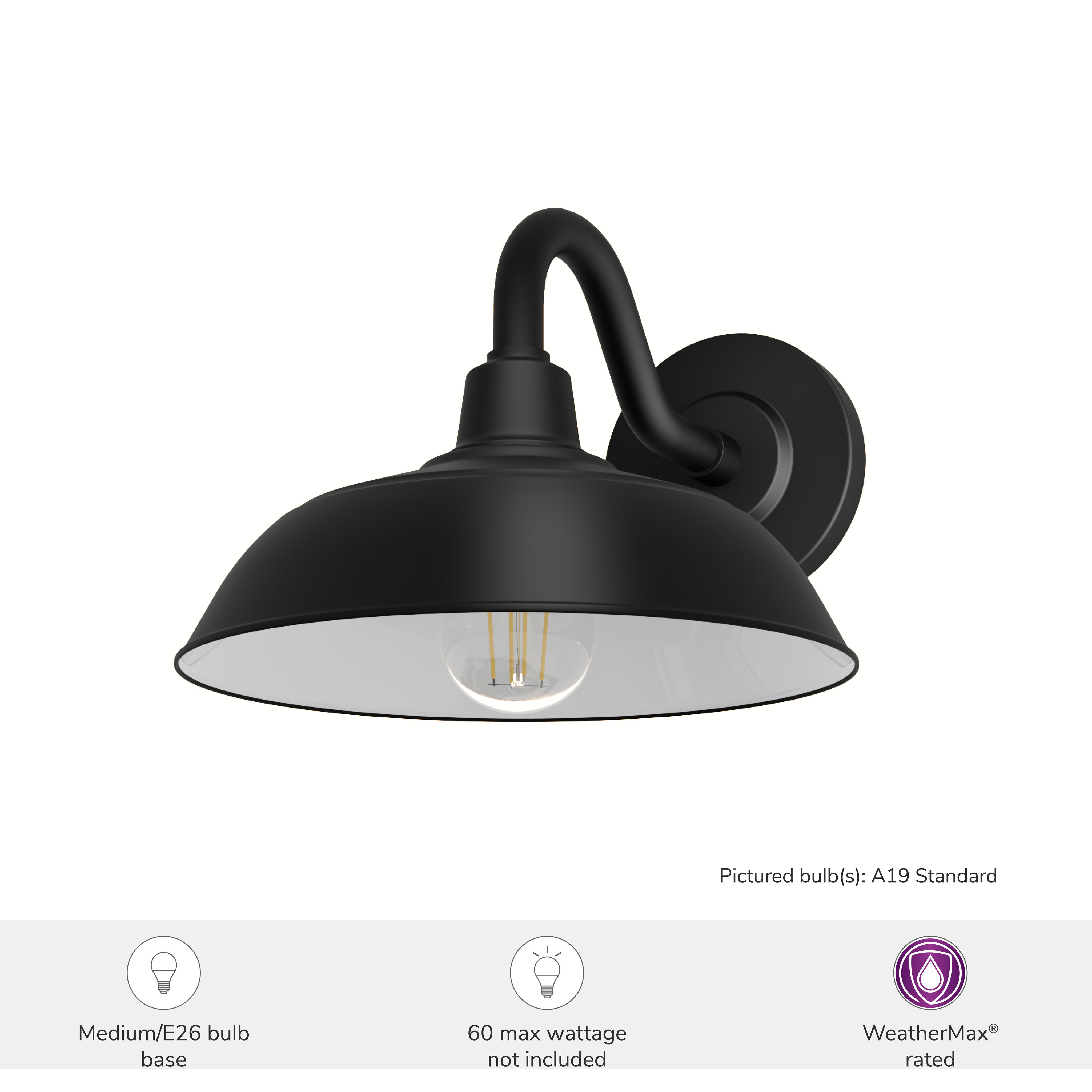 Mill Valley 1 Light 8 inch Matte Black and White Outdoor Wall Light, Small