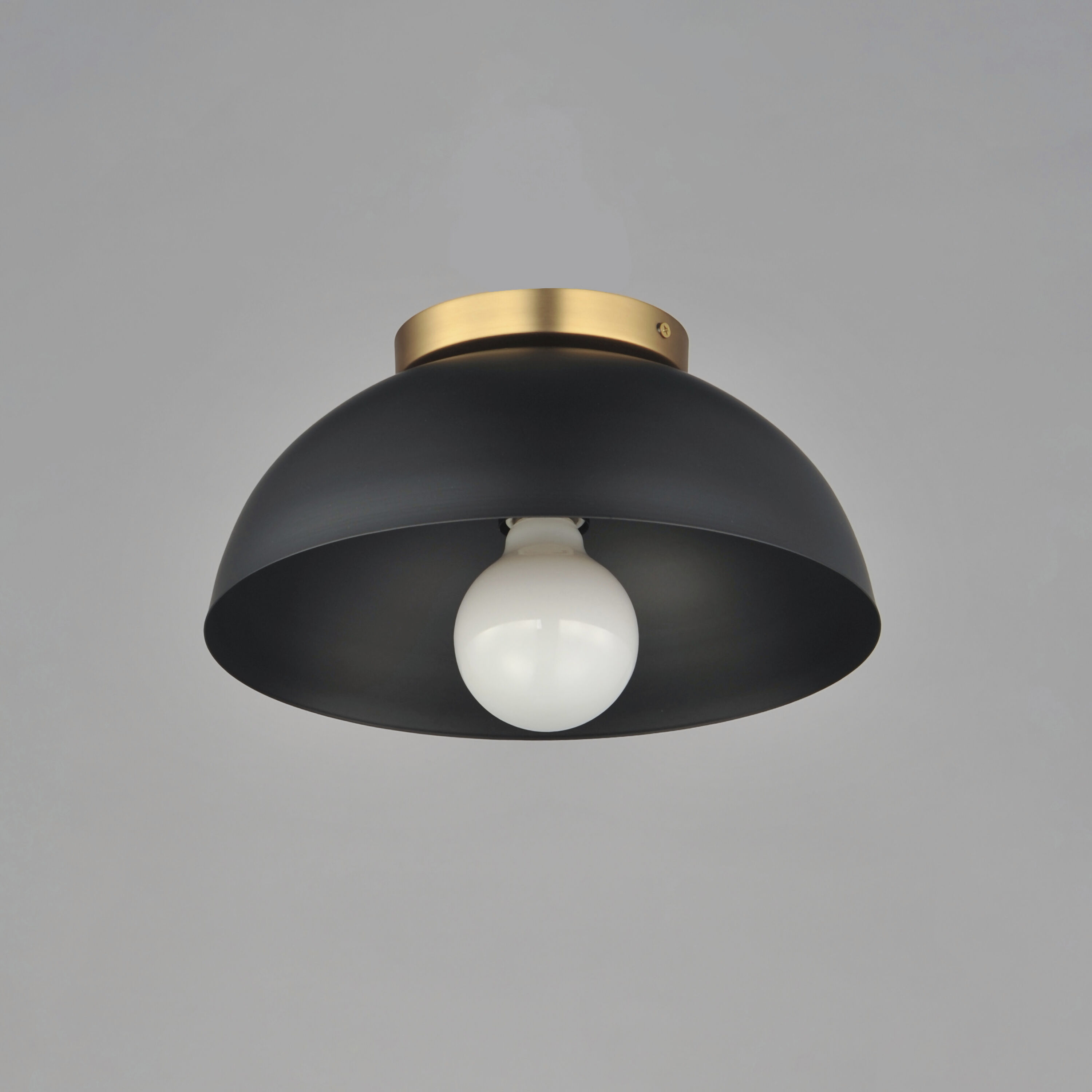 Thelonious 1 Light 11.5 inch Black and Natural Aged Brass Flush Mount Ceiling Light