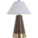 Milo 18 inch Matte Antique Brass and White Linen Table Lamp Large Portable Light