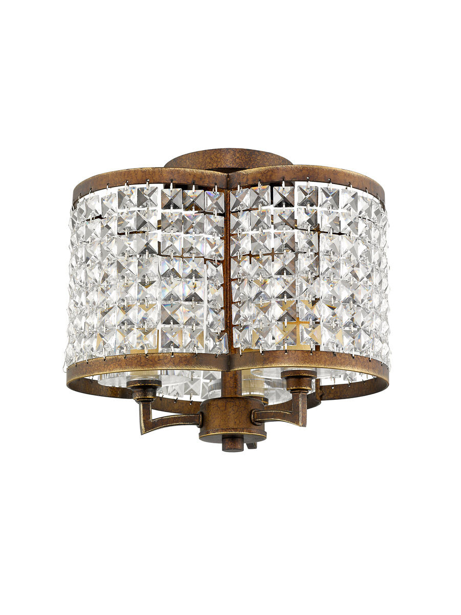 Grammercy 3 Light 12 inch Hand Painted Palacial Bronze Semi-Flush Mount Ceiling Light
