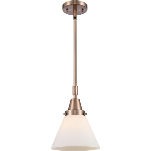 Franklin Restoration Large Cone 1 Light 8 inch Antique Copper Mini Pendant Ceiling Light in Matte White Glass