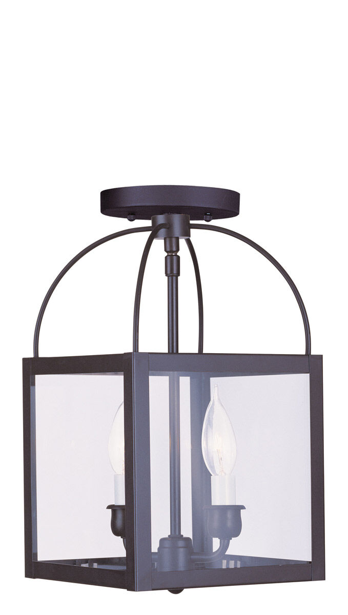 Milford 2 Light 8 inch Bronze Convertible Mini Pendant/Ceiling Mount Ceiling Light