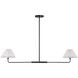 Stella 2 Light 44 inch Matte Black Linear Chandelier Ceiling Light