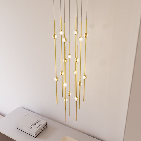 Constellation Aries LED 11.5 inch Satin Brass Pendant Ceiling Light in 3000K, White Optical Acrylic, 10 FT. Cord