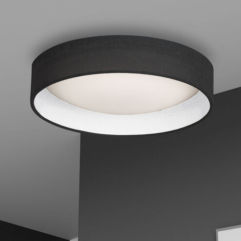 Modern LED 15 inch Satin Chrome Flush Mount Ceiling Light in Black