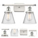 Ballston Small Cone 2 Light 16 inch White and Polished Chrome Bath Vanity Light Wall Light in Seedy Glass